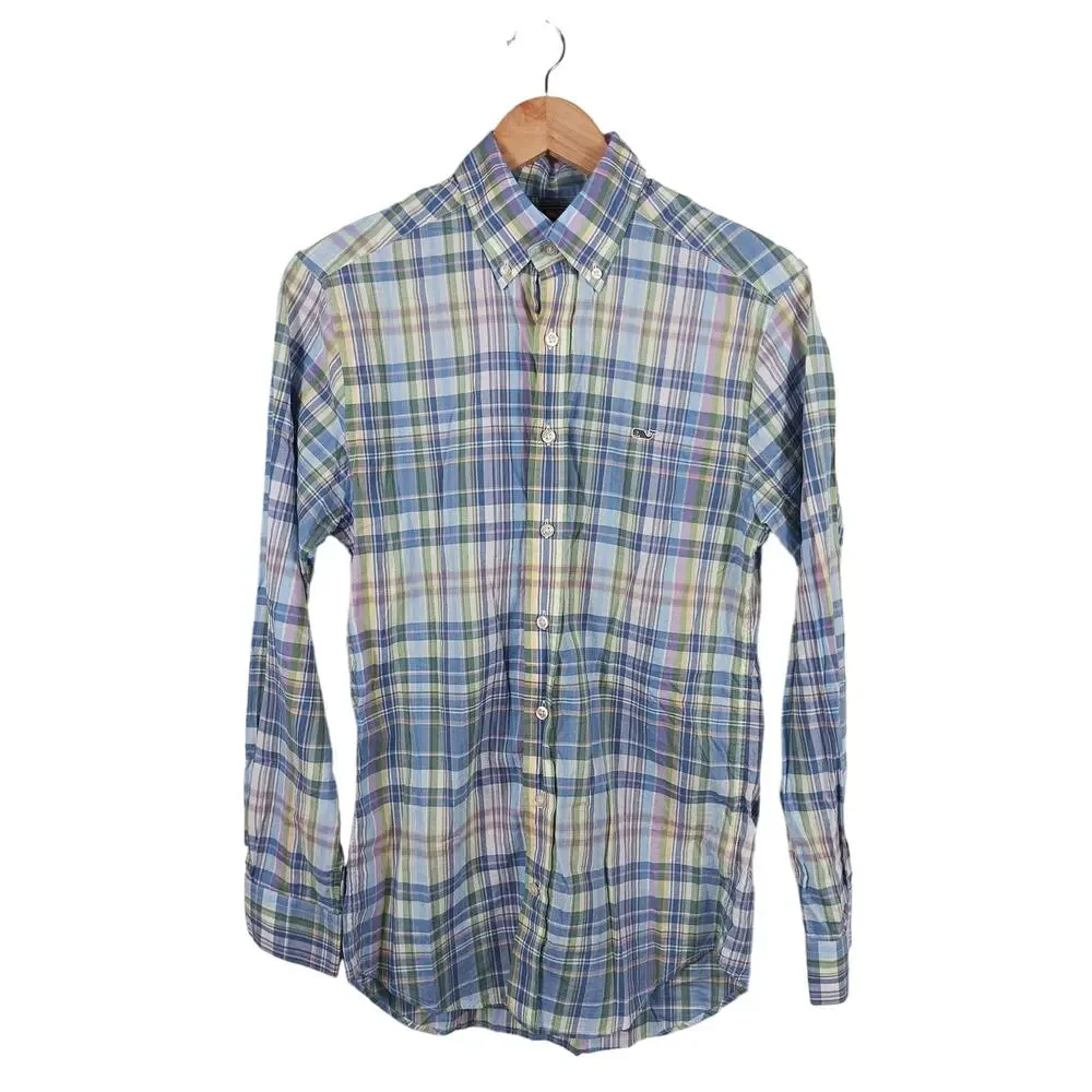 Vineyard Vines Button Down Shirt Mens Small‎ Multi Plaid Slim Fit Whale Shirt